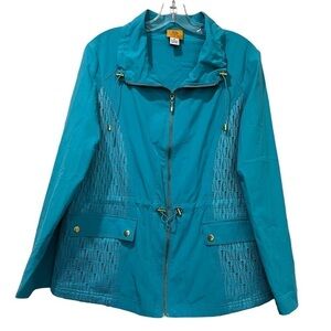Ruby Rd. Medium Blue Zip Up Lightweight Fall Jacket Cinched Waist G